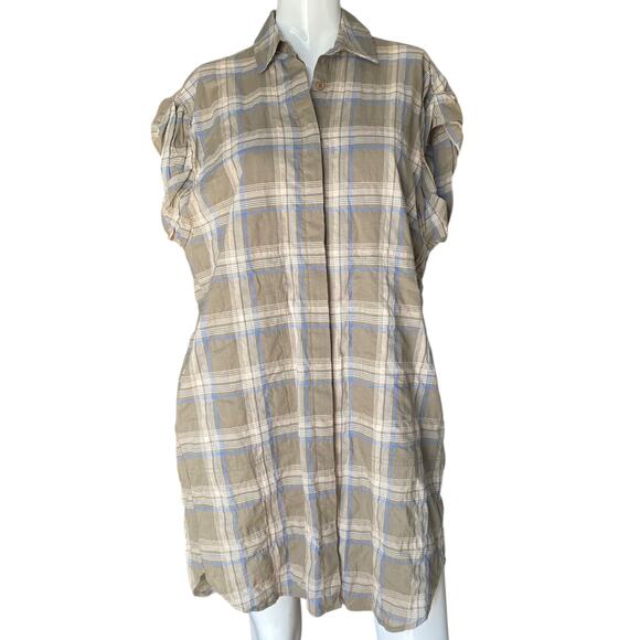 Pharaoh Collection Japanese Plaid Button Dress Size 2/Medium - Picture 3 of 8
